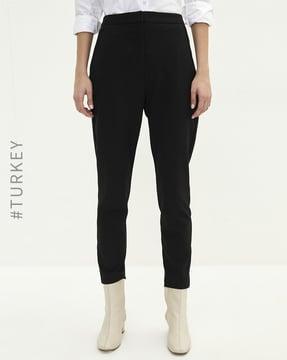 straight fit trousers with zipper pockets