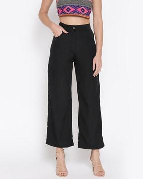 straight fit wide-leg trousers