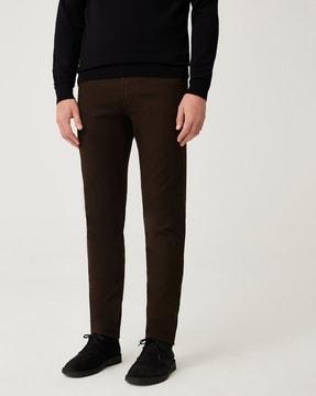 straight flat-front trousers with insert pockets