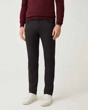 straight flat-front trousers with insert pockets