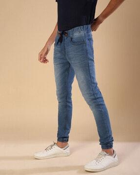 straight jeans with drawstring waist