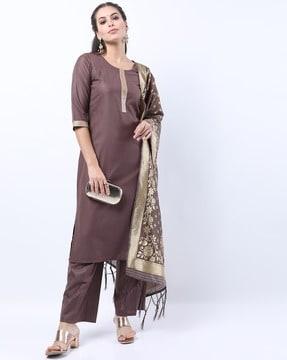 straight kurta set with dupatta