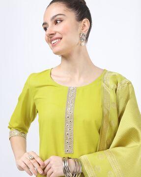 straight kurta set with dupatta