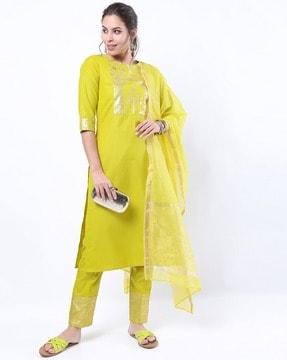 straight kurta set with dupatta