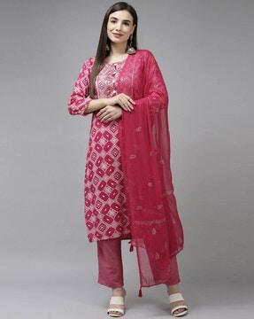 straight kurta set with dupatta