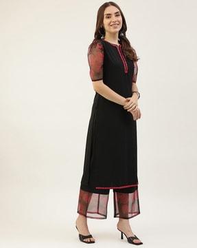 straight kurta set with dupatta