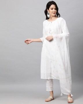 straight kurta set with dupatta