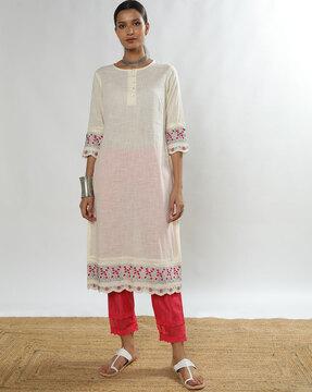 straight kurta set with embroidery