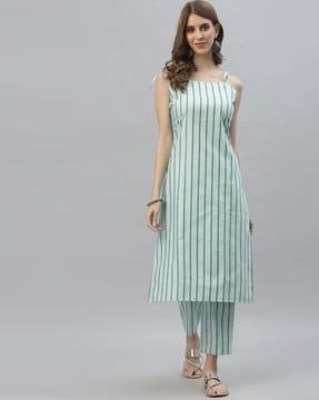 straight kurta set with strappy sleeve