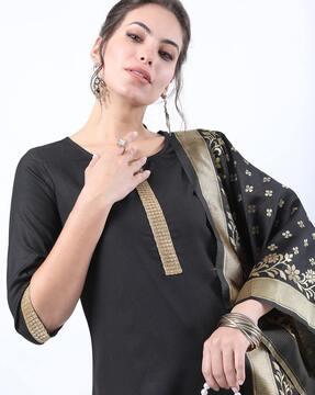 straight kurta suit set with dupatta