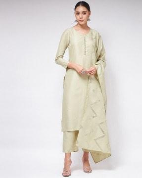 straight kurta suit set with dupatta