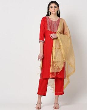 straight kurta suit set