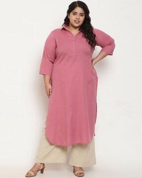 straight kurta with 3/4th sleeves