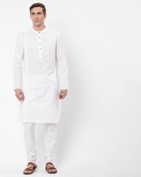 straight kurta with band collar