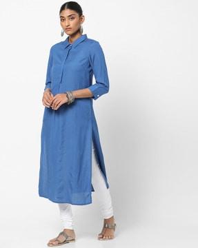 straight kurta with concealed placket