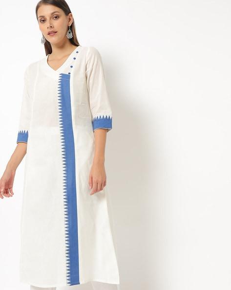 straight kurta with contrast sleeve hem