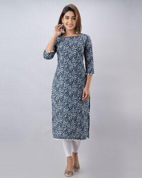 straight kurta with floral detail