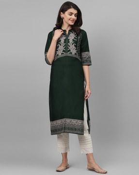 straight kurta with floral print