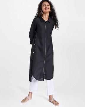 straight kurta with high-low hemline