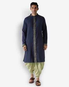 straight kurta with mandarin collar