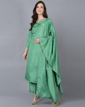 straight kurta with pants & dupatta