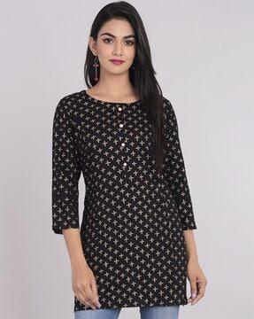 straight kurti with button placket