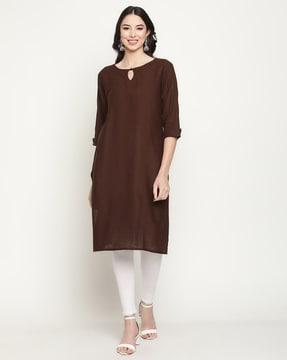 straight kurti with front key hole