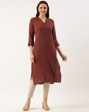 straight kurti with roll-up sleeves