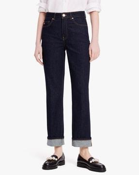 straight leg denim pants