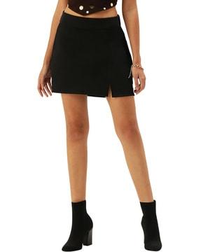 straight mini skirt with front slit