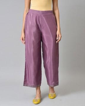 straight palazzo pants with semi-elasticated waist