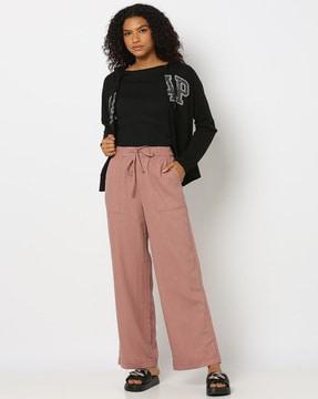 straight pants with drawstring waist