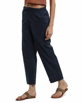 straight pants with drawstring waist