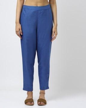straight pants with elasticated waist