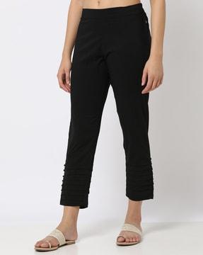 straight pants with semi-elasticated waist