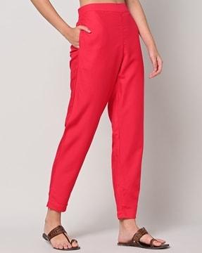 straight pants with semi-elasticated waist