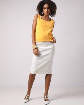 straight skirt with drawstring fastening