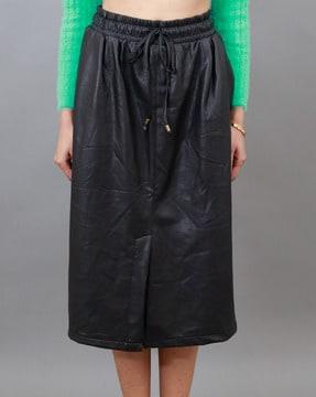 straight skirt with elasticated drawstring waist