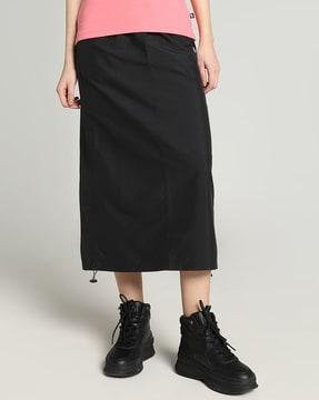 straight skirt with logo embroidery