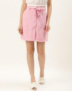 straight skirt with patch pocket