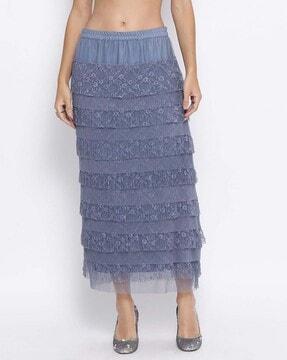 straight skirt with ruffled detail