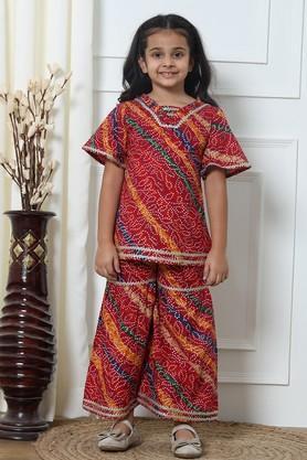 straight style cotton fabric kurti and sharara - red