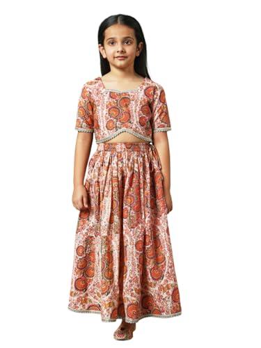 straight style cotton fabric pink color printed lehenga choli -(0-6m)