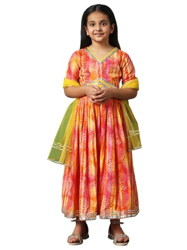 straight style cotton fabric yellow color printed lehenga choli with dupatta-(7-8y)