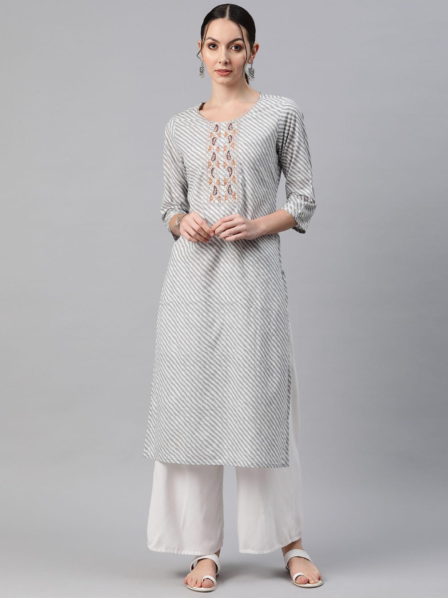 straight style cotton grey color kurti