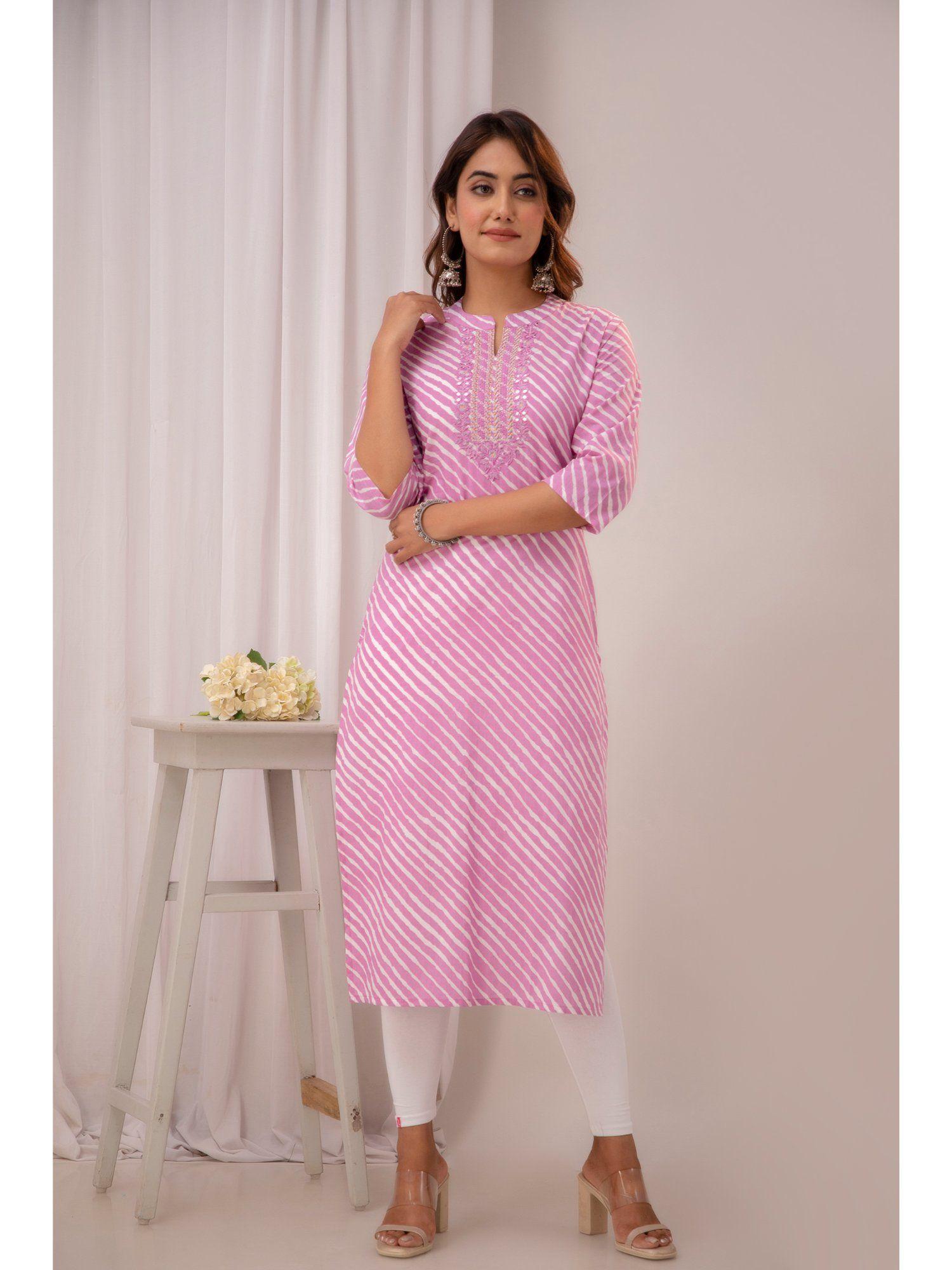 straight style cotton lavender kurta