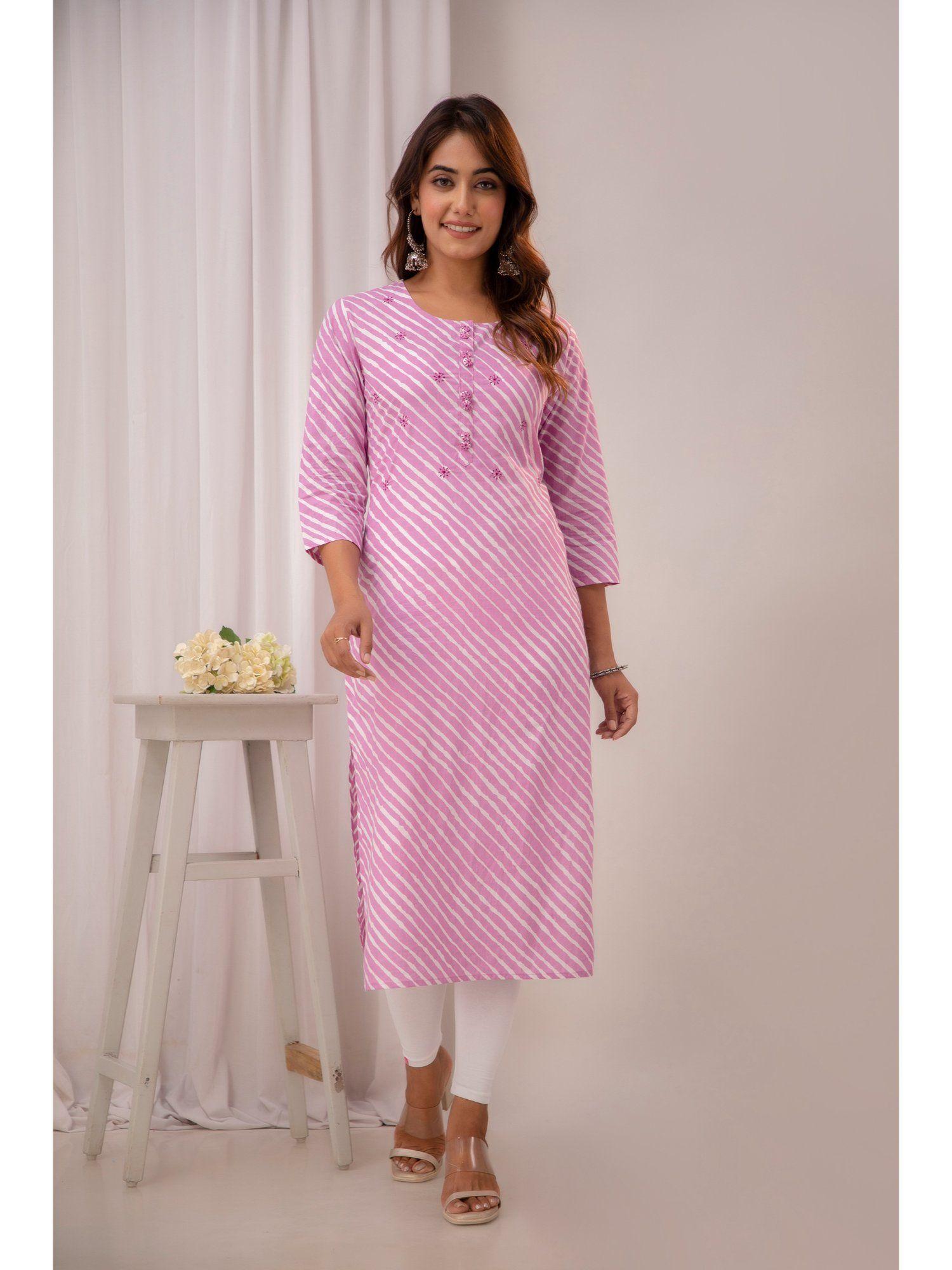 straight style cotton lavender kurta