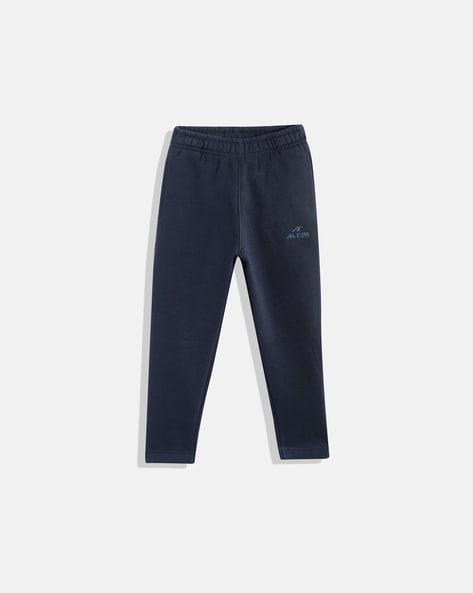 straight track pants with brand embroidery
