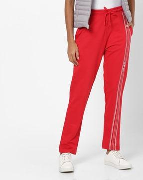 straight track pants with contrast stripes