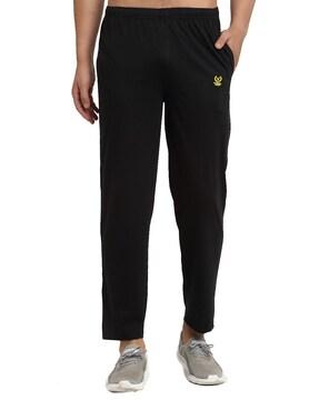 straight track pants with drawstring waist